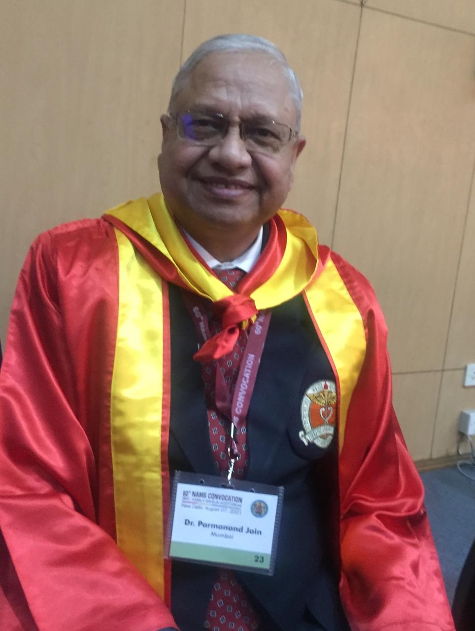 Dr. Parmanand N. Jain in ceremonial robe at the 80th NAMS Convocation, New Delhi